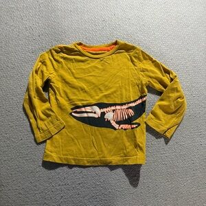 Mini Boden Yellow & Orange Skeleton Long Sleeve Tee 100% Cotton 2-3 Years EUC